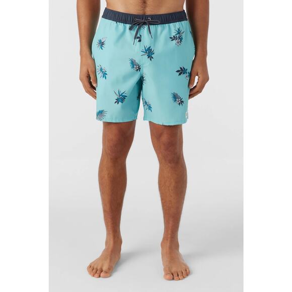 O'neill Mens Medium Aqua Hermosa Elastic Waist 17" Swim Trunks Beach Surf G36-3 - Picture 1 of 10